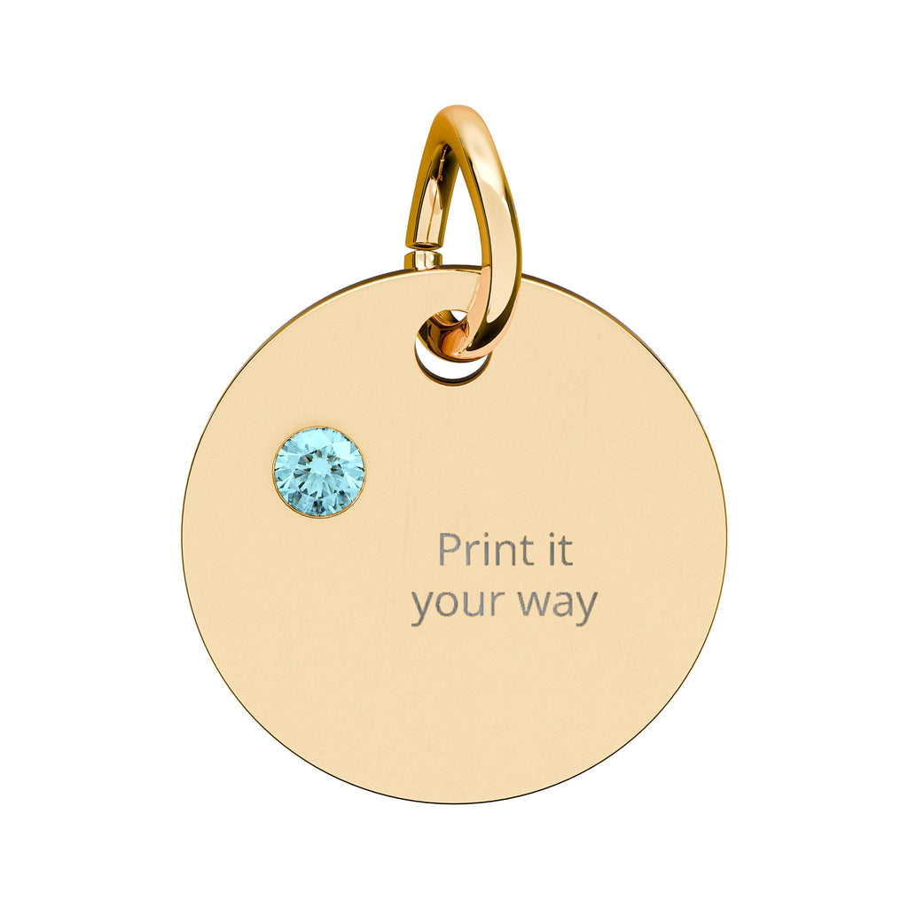 Birthstone Circle Charm (Engraving)