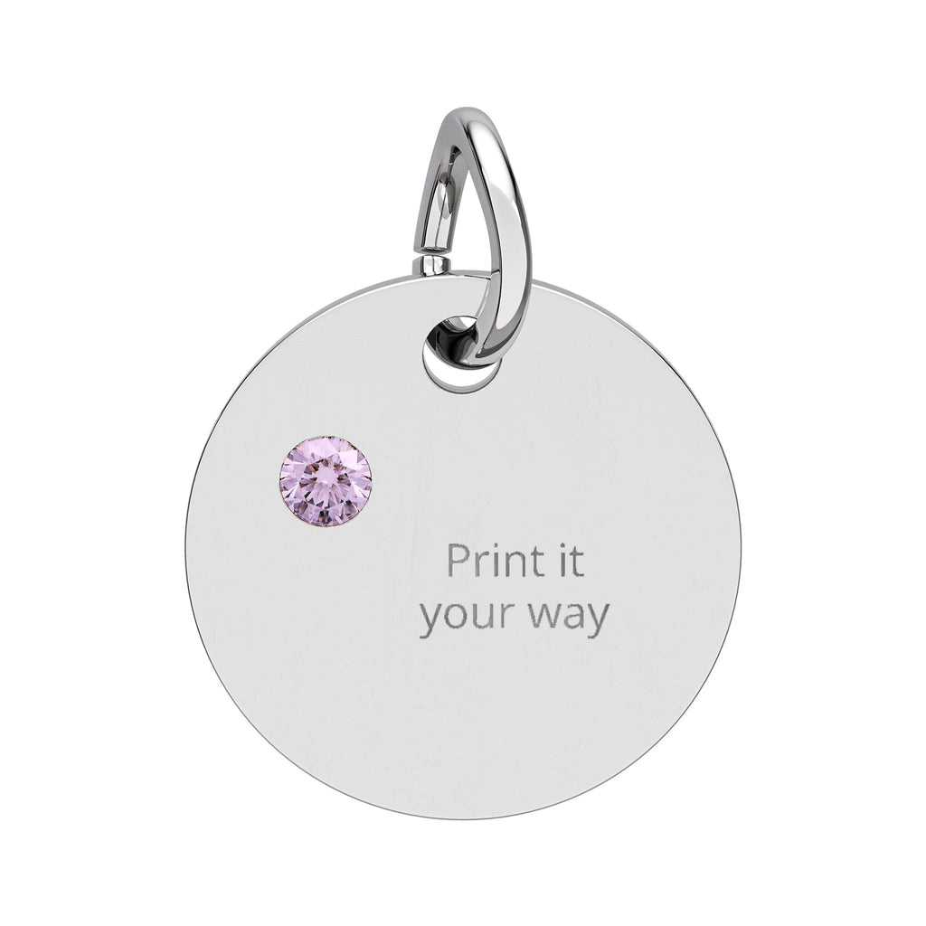 Birthstone Circle Charm (Engraving)