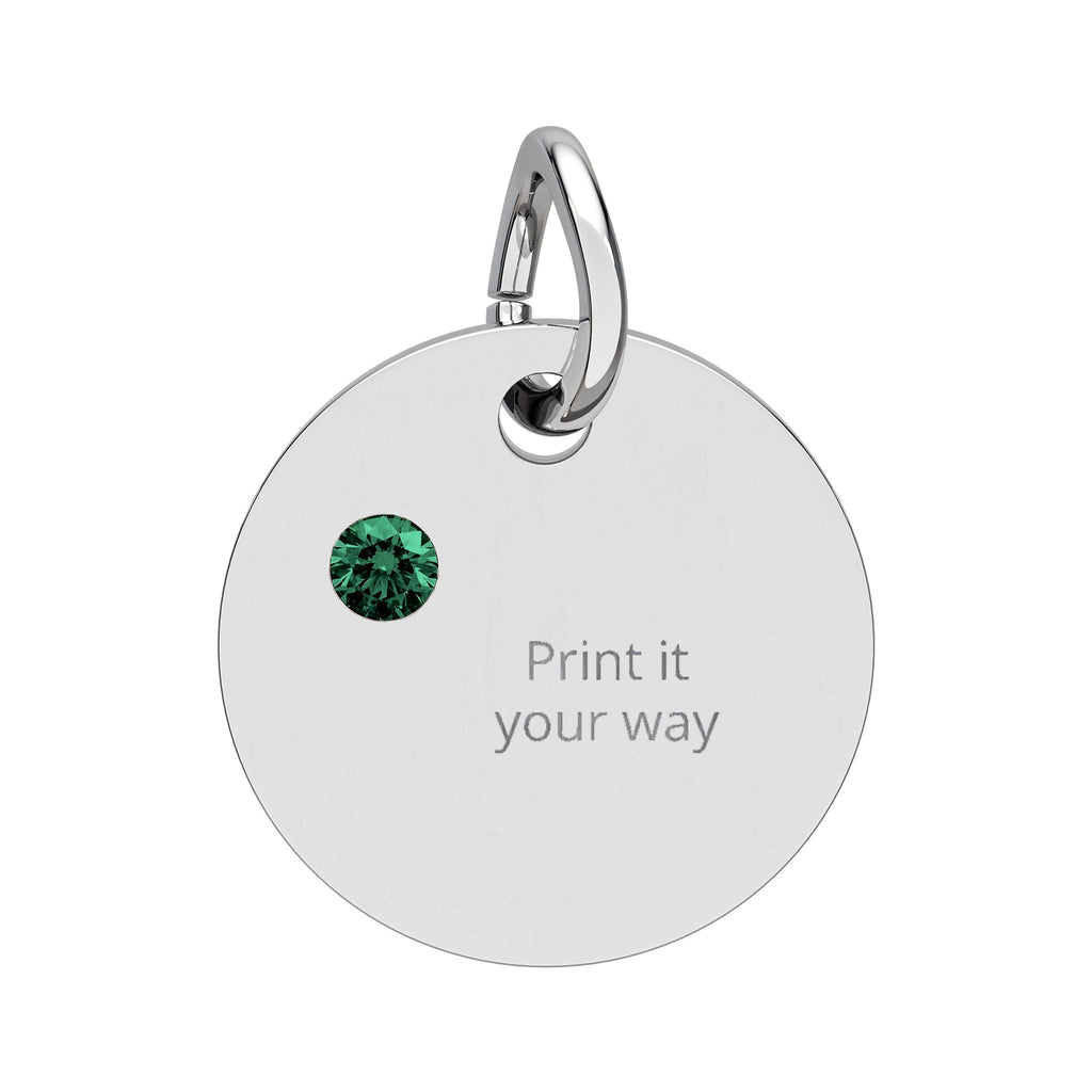 Birthstone Circle Charm (Engraving)