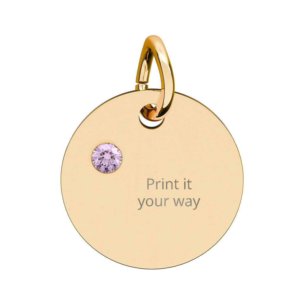 Birthstone Circle Charm (Engraving)