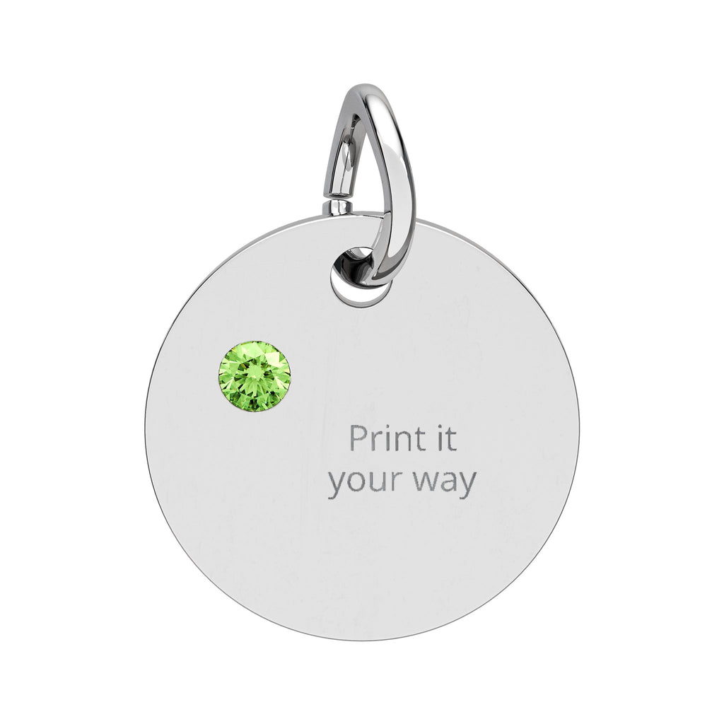 Birthstone Circle Charm (Engraving)