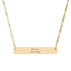 Engraved Horizontal Bar Necklace — Personalized 'Print It Your Way' Pendant (Silver & Rose Gold)