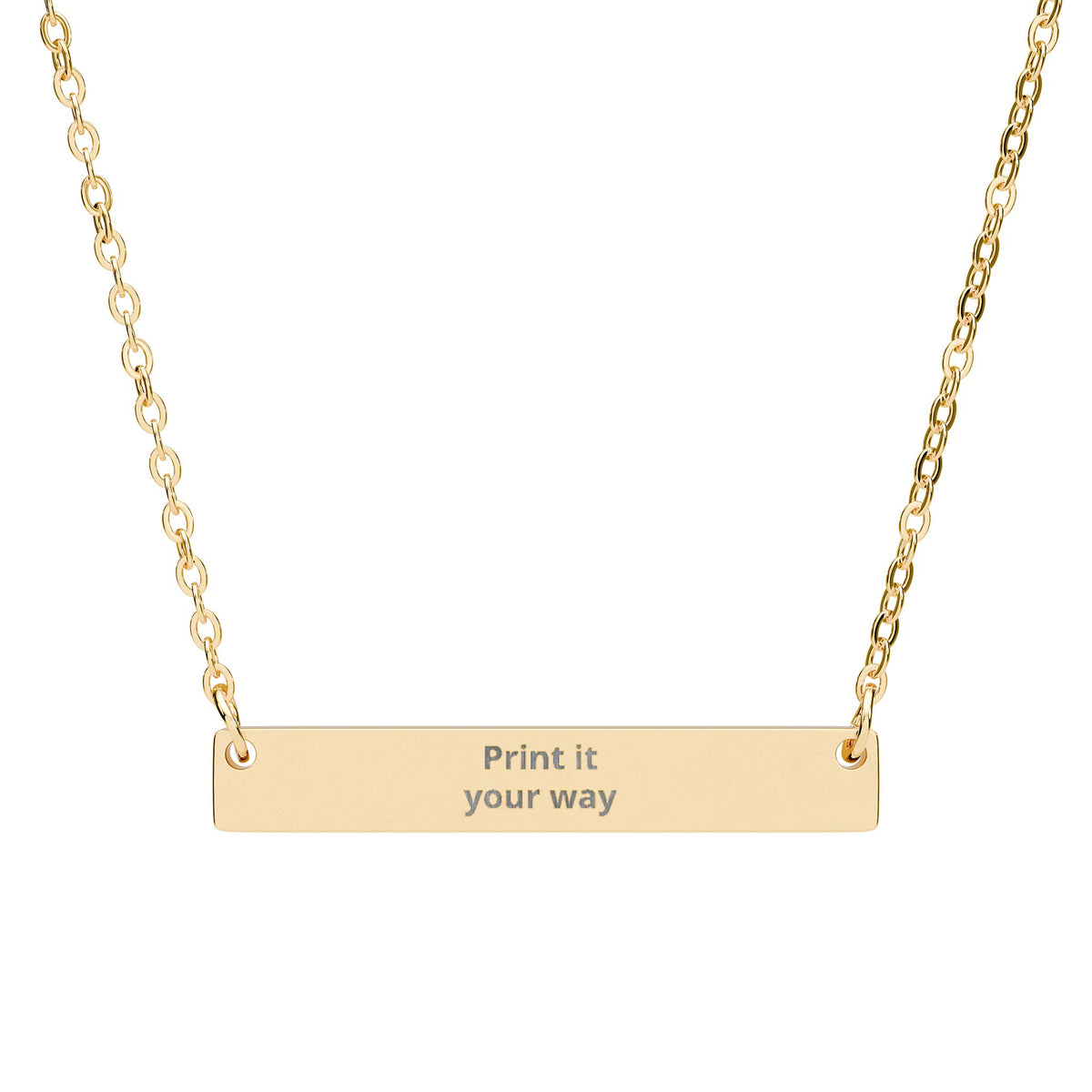 Engraved Horizontal Bar Necklace — Personalized 'Print It Your Way' Pendant (Silver & Rose Gold)