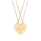 Engravable Broken Heart Necklace Set — Matching Best Friend / Couples Pendant