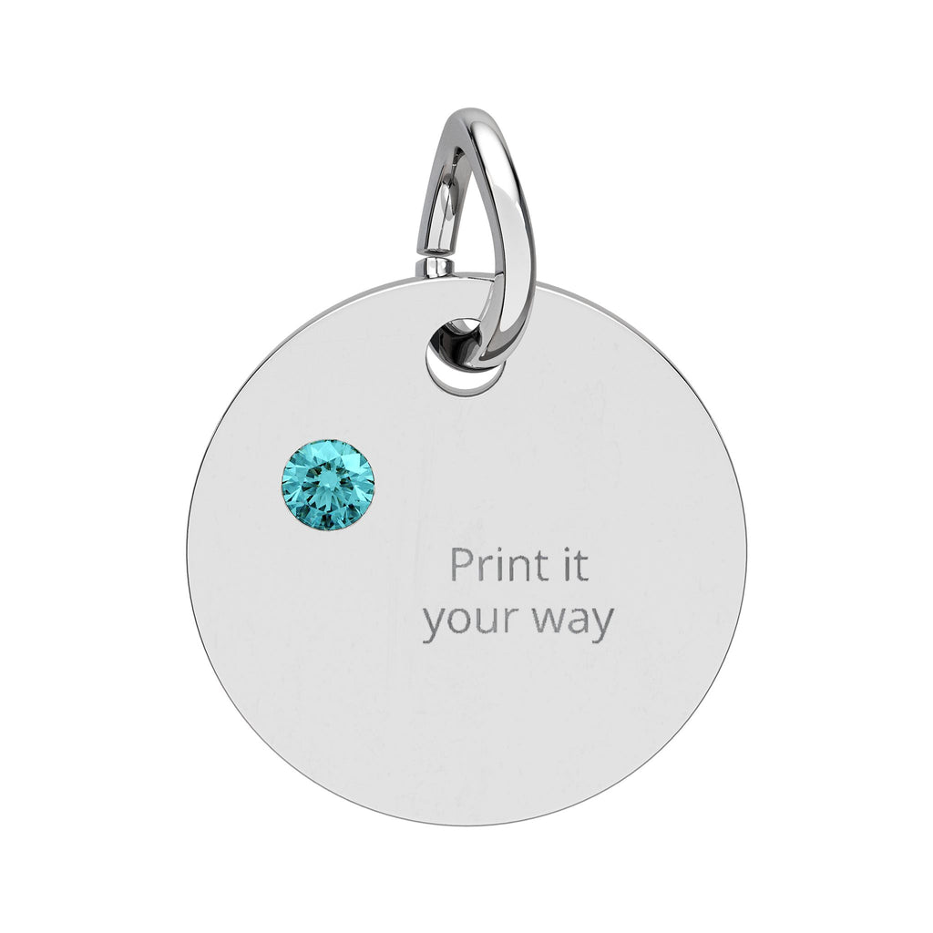 Birthstone Circle Charm (Engraving)
