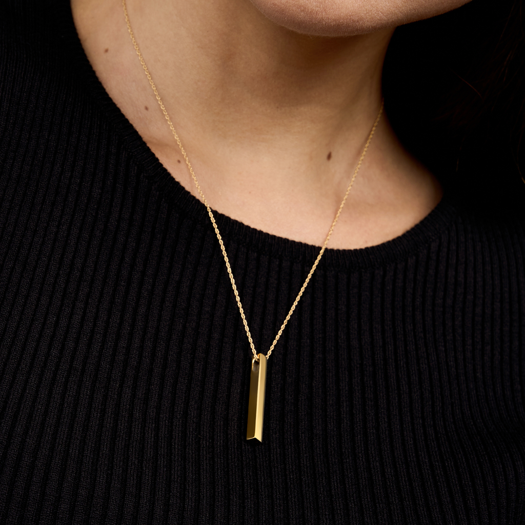 Personalized Vertical Name Bar Pendant — Custom Engraved Name Necklace