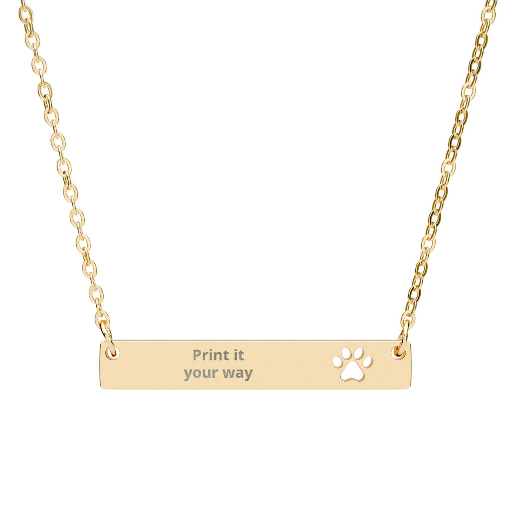 Engravable Paw Cutout Bar Necklace — Personalized Pet Memory Jewelry