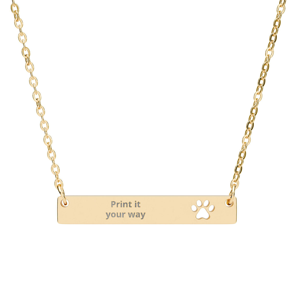 Engravable Paw Cutout Bar Necklace — Personalized Pet Memory Jewelry