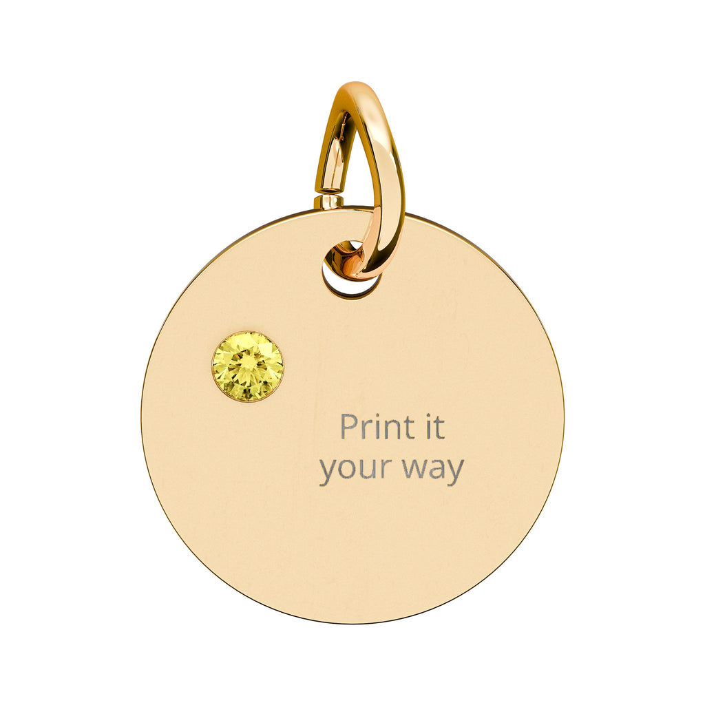 Birthstone Circle Charm (Engraving)