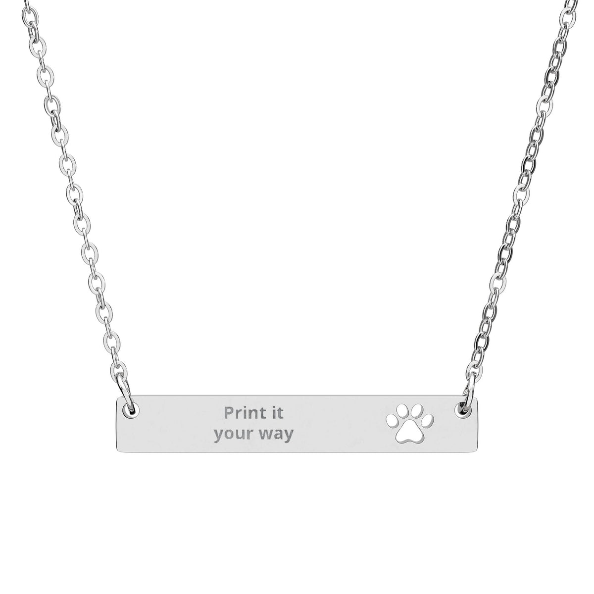 Engravable Paw Cutout Bar Necklace — Personalized Pet Memory Jewelry