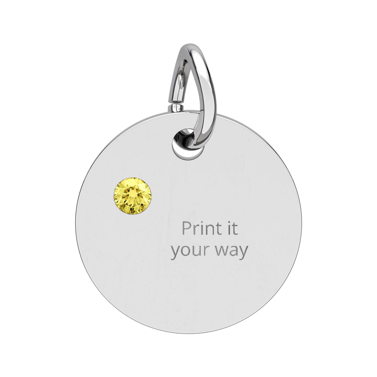 Birthstone Circle Charm (Engraving)
