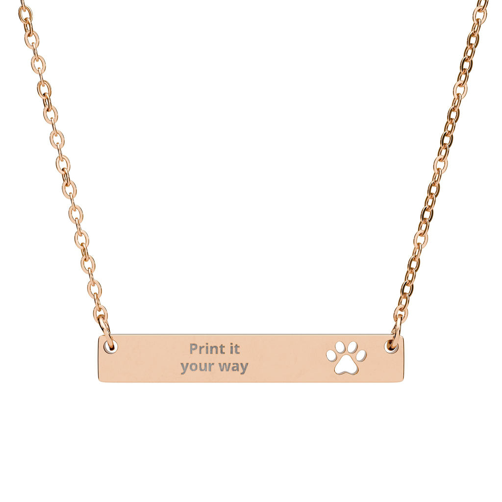 Engravable Paw Cutout Bar Necklace — Personalized Pet Memory Jewelry