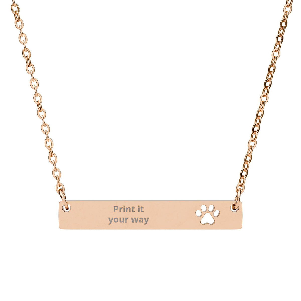 Engravable Paw Cutout Bar Necklace — Personalized Pet Memory Jewelry