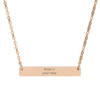 Engraved Horizontal Bar Necklace — Personalized 'Print It Your Way' Pendant (Silver & Rose Gold)